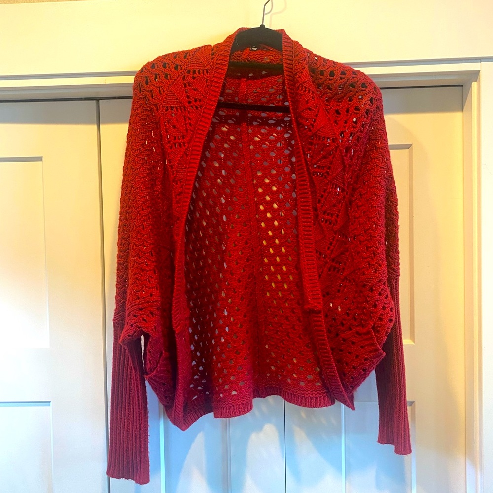 RXB Red Chunky Knit Cardigan Sweater